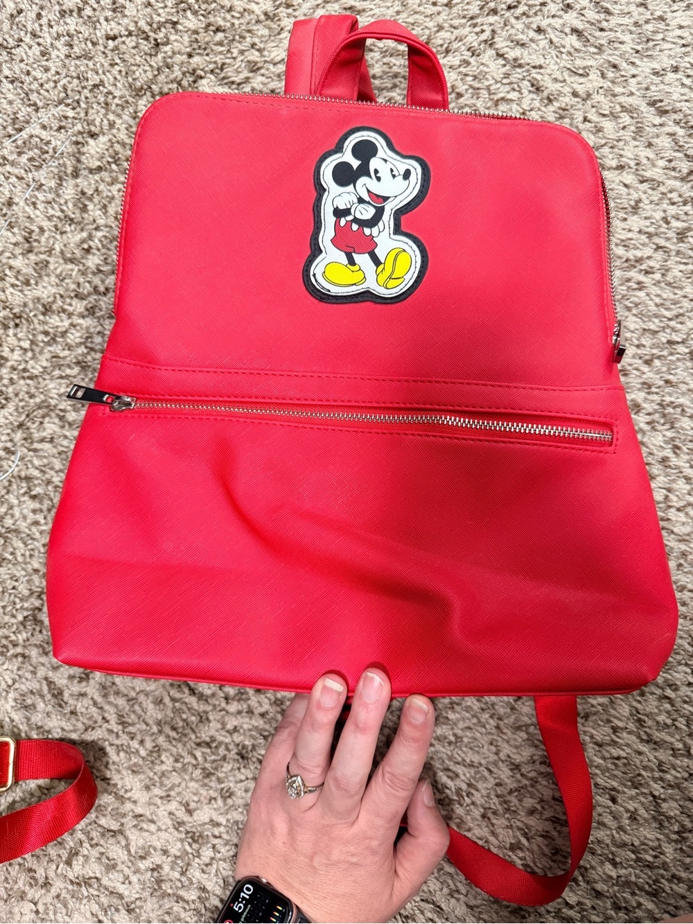 Disney Red Mickey Patch Backpack with Yellow Accent